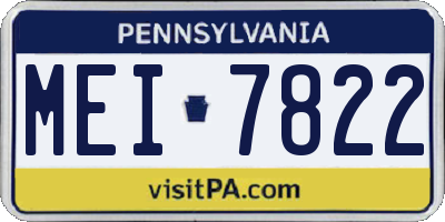 PA license plate MEI7822