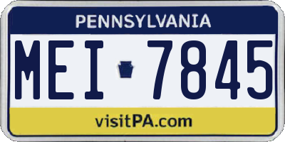 PA license plate MEI7845