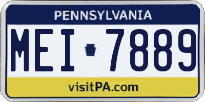 PA license plate MEI7889