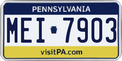 PA license plate MEI7903