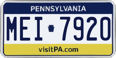 PA license plate MEI7920