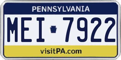 PA license plate MEI7922