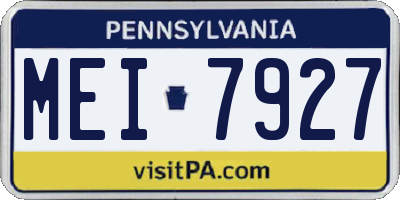 PA license plate MEI7927