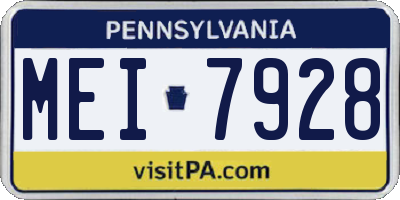PA license plate MEI7928