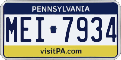 PA license plate MEI7934
