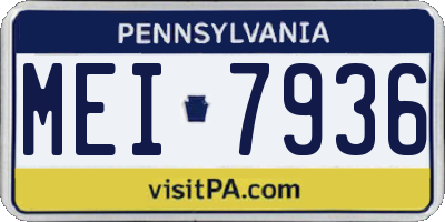 PA license plate MEI7936