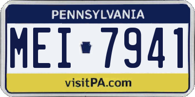 PA license plate MEI7941