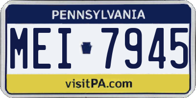 PA license plate MEI7945