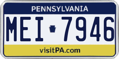 PA license plate MEI7946