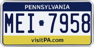 PA license plate MEI7958