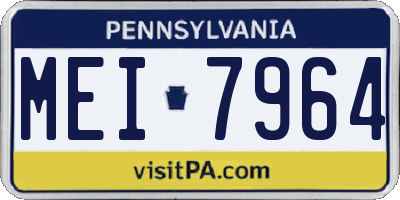 PA license plate MEI7964