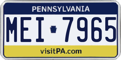 PA license plate MEI7965