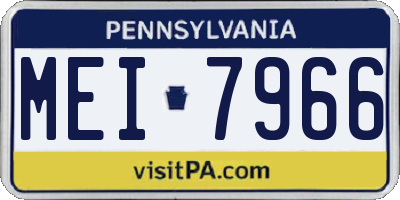 PA license plate MEI7966