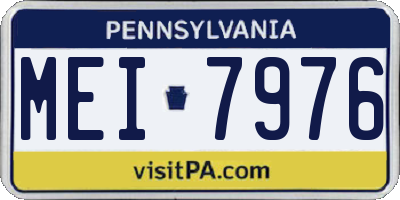PA license plate MEI7976