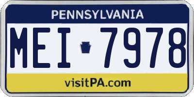 PA license plate MEI7978