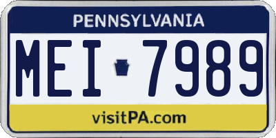 PA license plate MEI7989