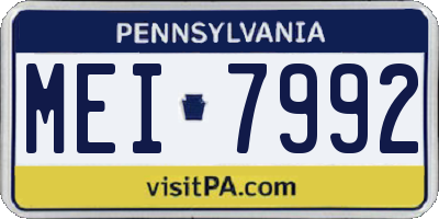 PA license plate MEI7992