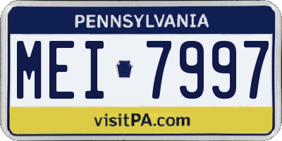 PA license plate MEI7997