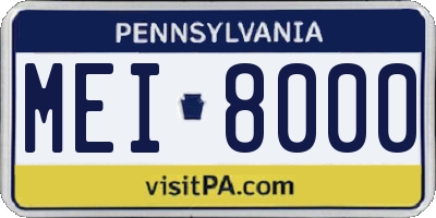 PA license plate MEI8000