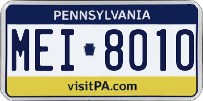 PA license plate MEI8010