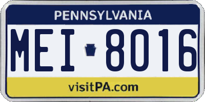 PA license plate MEI8016