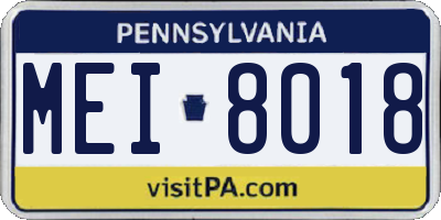 PA license plate MEI8018