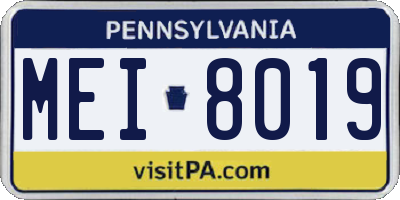 PA license plate MEI8019