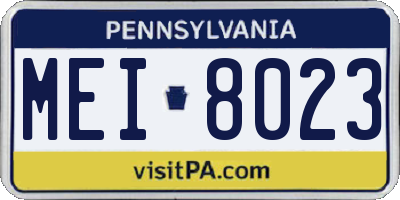 PA license plate MEI8023