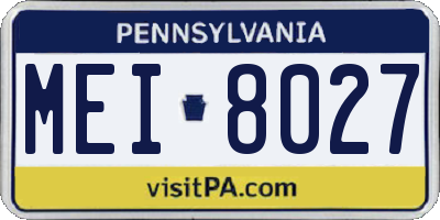 PA license plate MEI8027