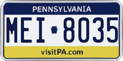 PA license plate MEI8035