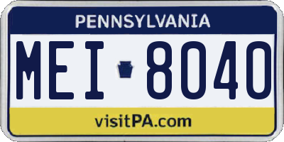 PA license plate MEI8040