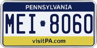 PA license plate MEI8060