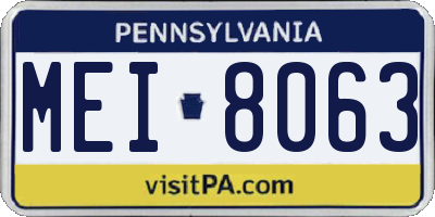 PA license plate MEI8063
