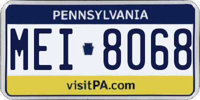 PA license plate MEI8068