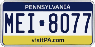 PA license plate MEI8077