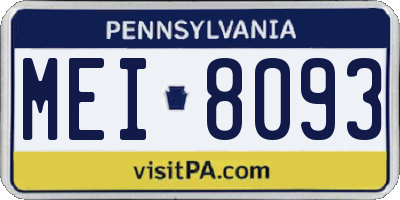 PA license plate MEI8093