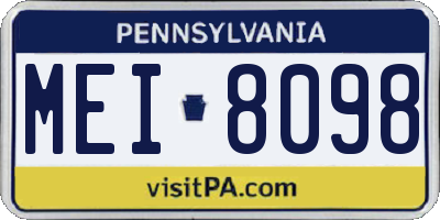 PA license plate MEI8098