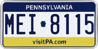PA license plate MEI8115