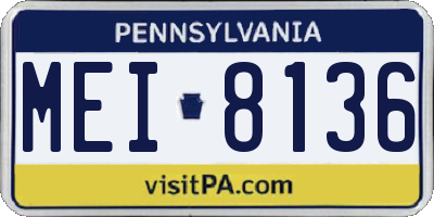 PA license plate MEI8136