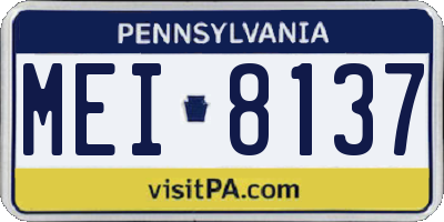 PA license plate MEI8137