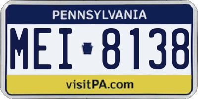 PA license plate MEI8138