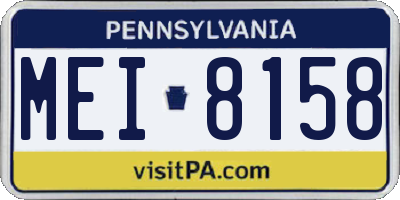 PA license plate MEI8158