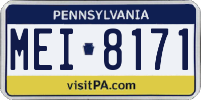 PA license plate MEI8171