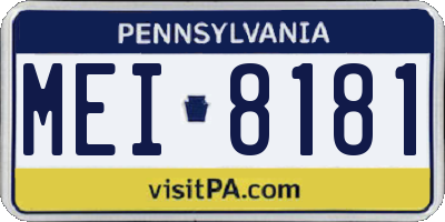 PA license plate MEI8181