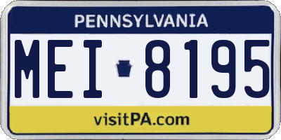 PA license plate MEI8195