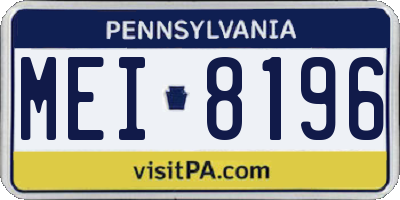 PA license plate MEI8196