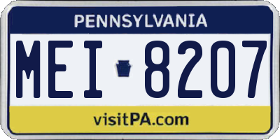 PA license plate MEI8207