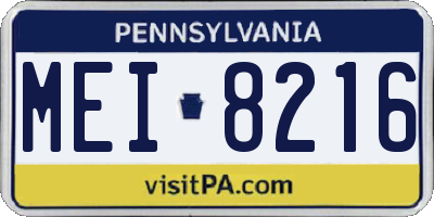 PA license plate MEI8216