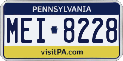 PA license plate MEI8228