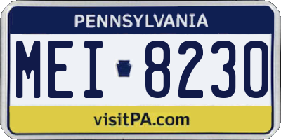 PA license plate MEI8230